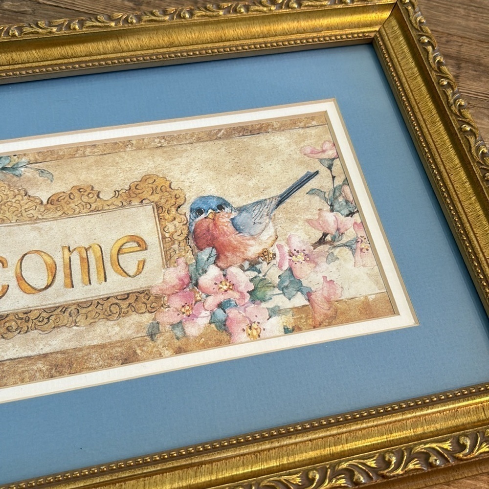 Vintage Cottagecore 19x10 Welcome Picture. Home Interior | Whimsical Birds. EUC - Picture 8 of 8